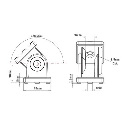 42-100-1 MODULAR SOLUTIONS PIVOT JOINT<br>45 PIVOT JOINT